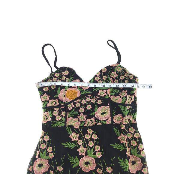 Lulus Abloom With Love Black Floral Embroidered Mini Dress S - Picture 6 of 10
